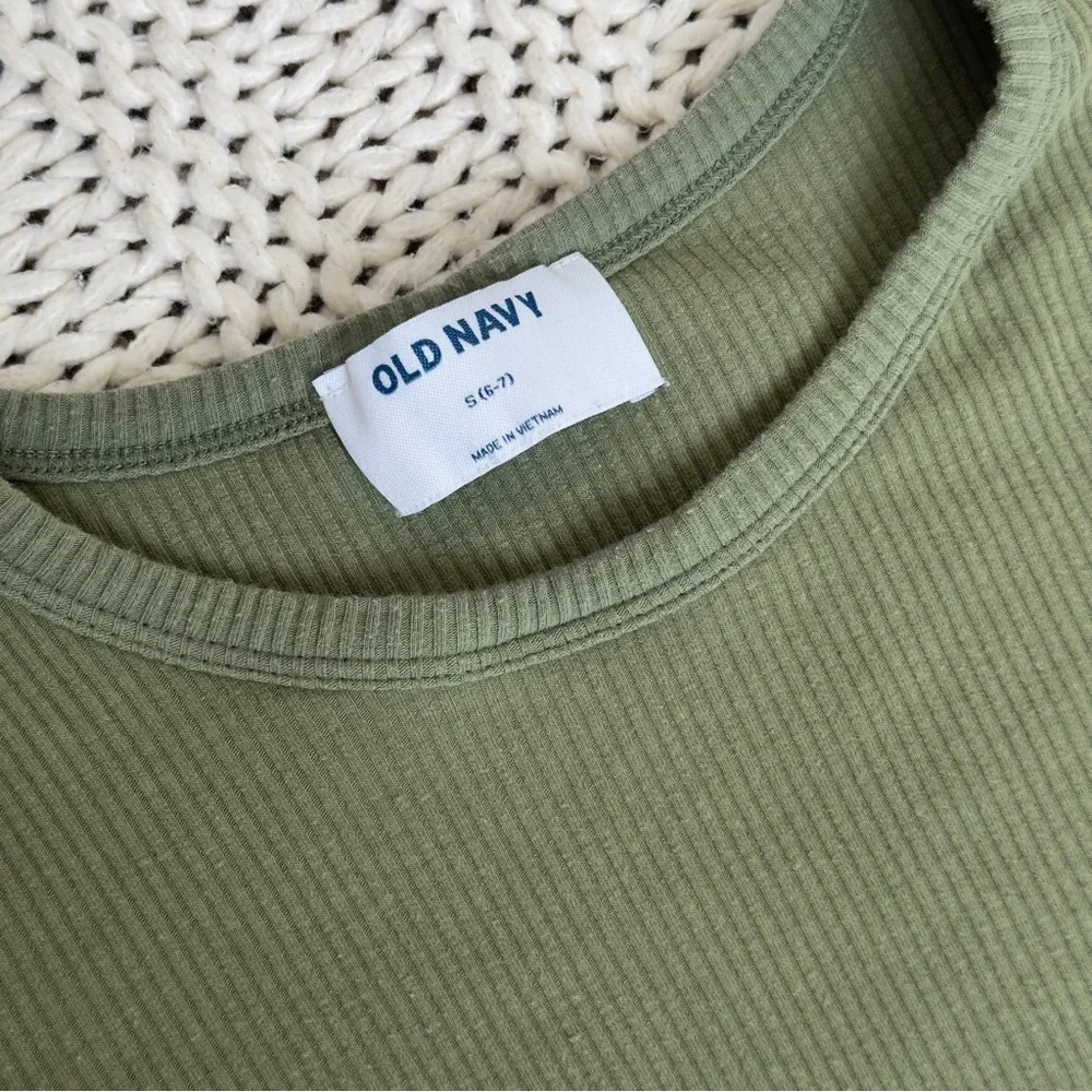 Old Navy Green Ribbed Girl's Dress Size Small (6-7)